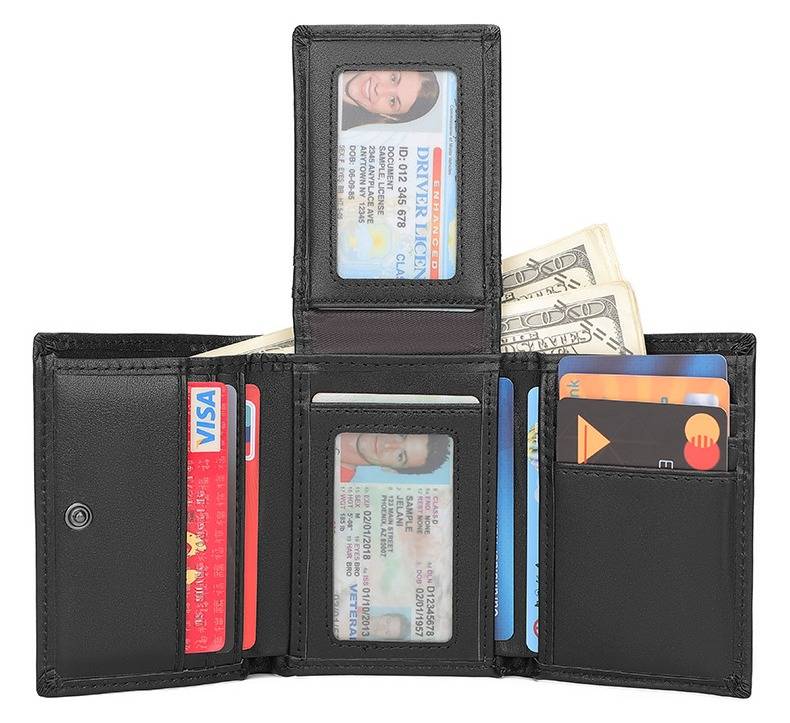 black mens trifold wallet