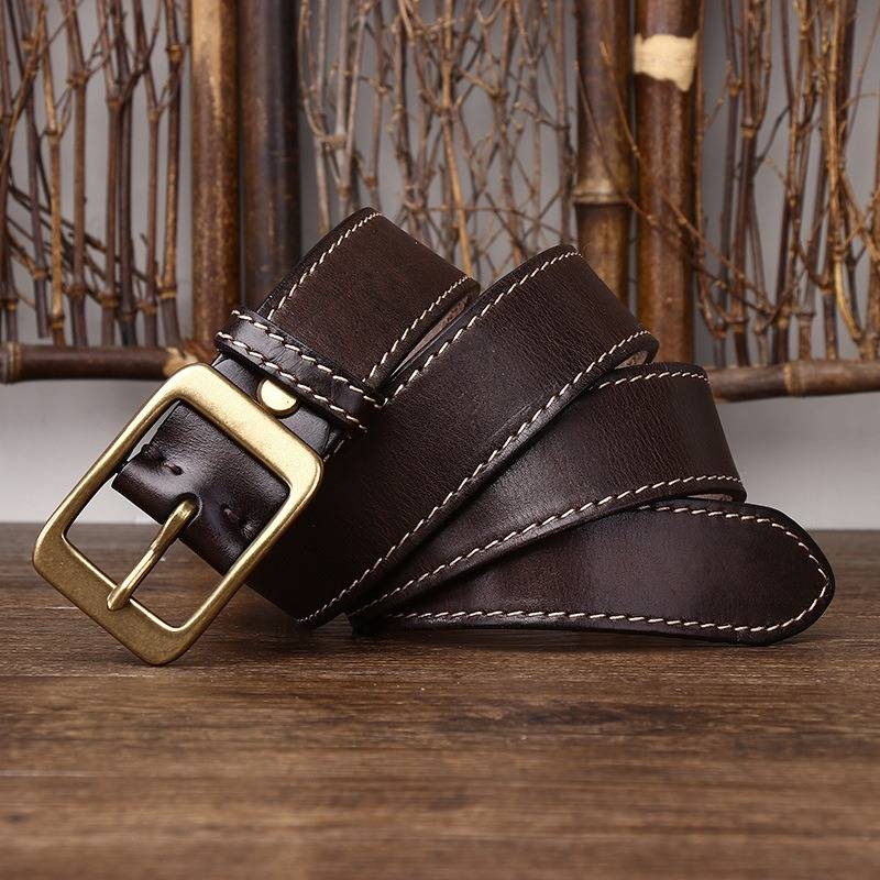 dark brown leather belt