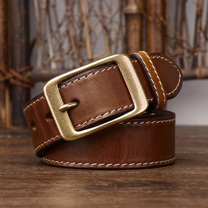dark brown leather belt