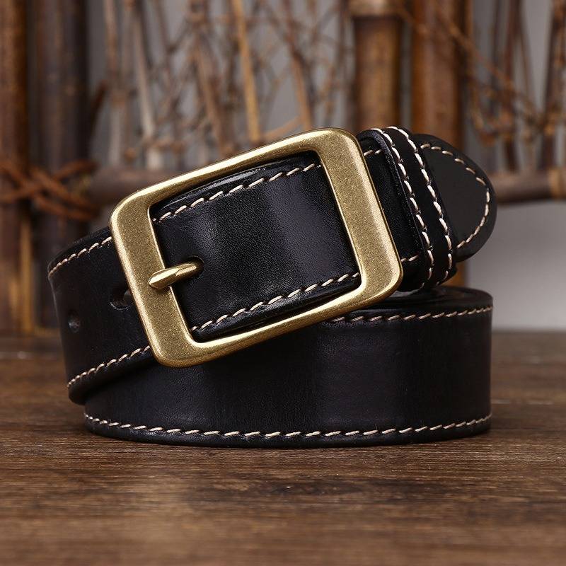 dark brown leather belt