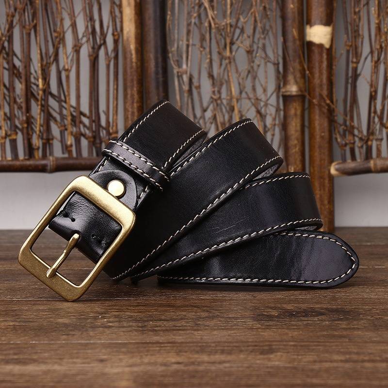 dark brown leather belt