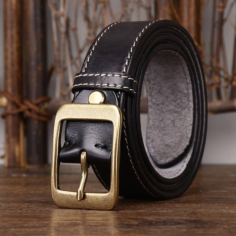 dark brown leather belt