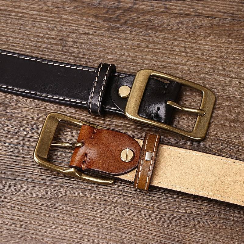 dark brown leather belt