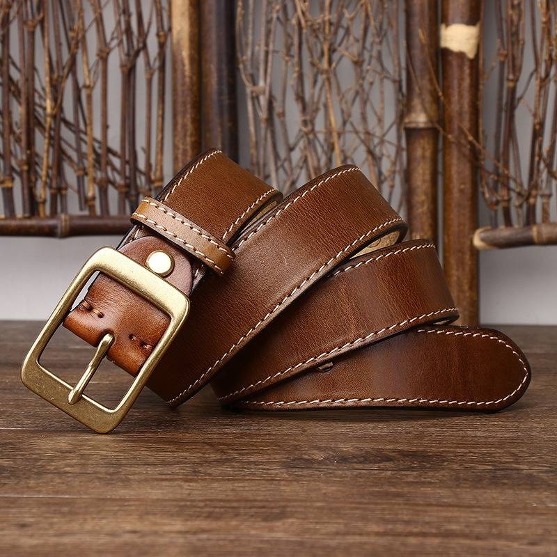 dark brown leather belt