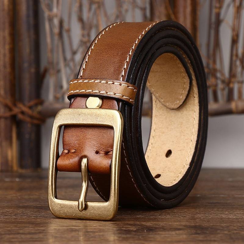 dark brown leather belt