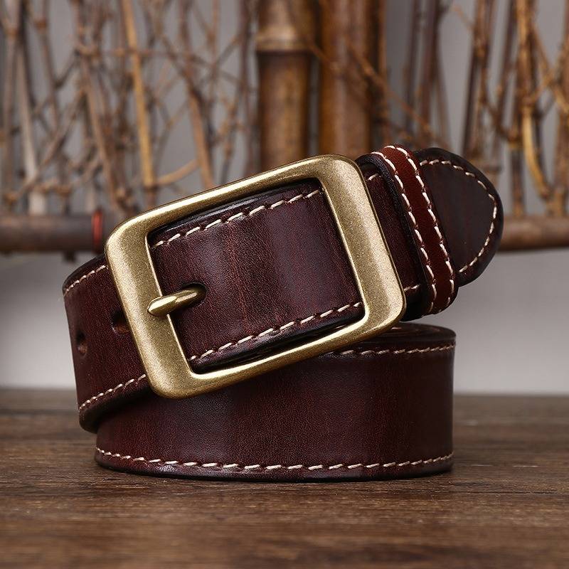 dark brown leather belt