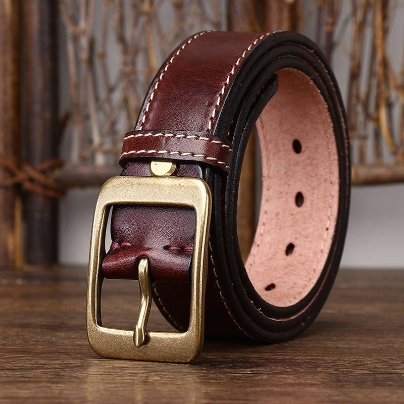 dark brown leather belt