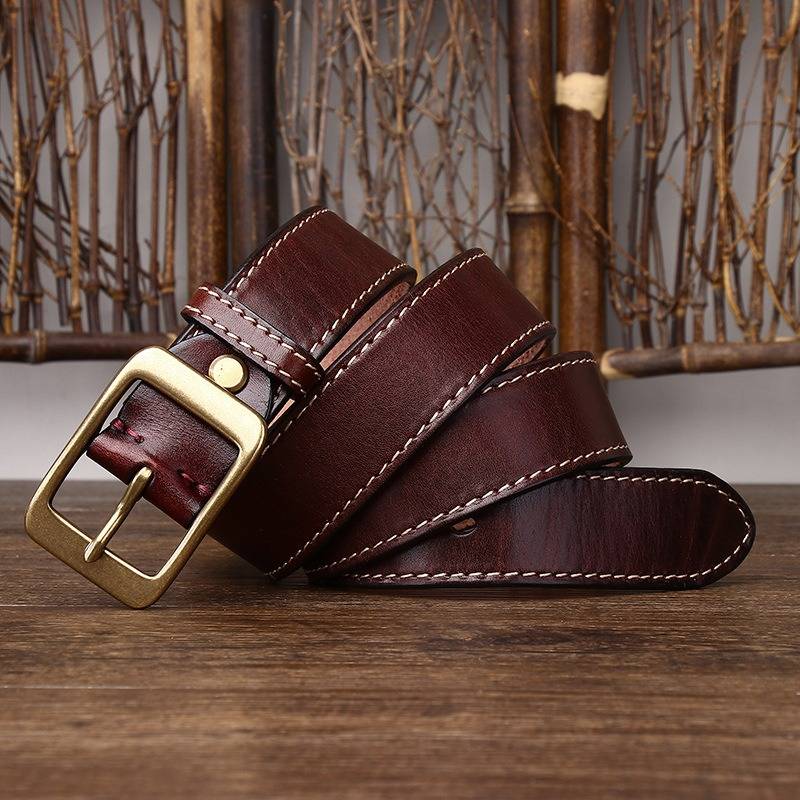 dark brown leather belt