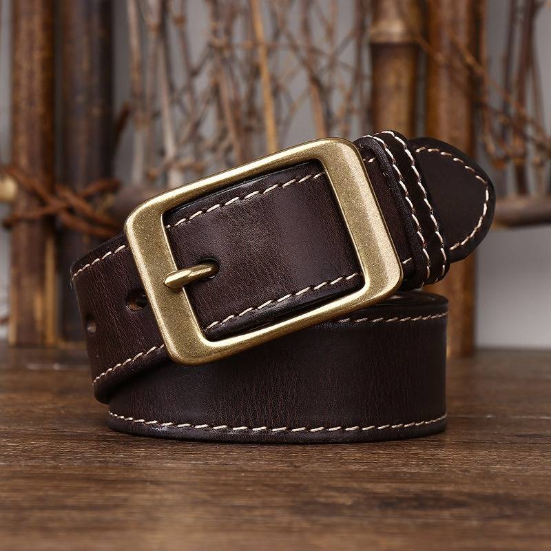dark brown leather belt