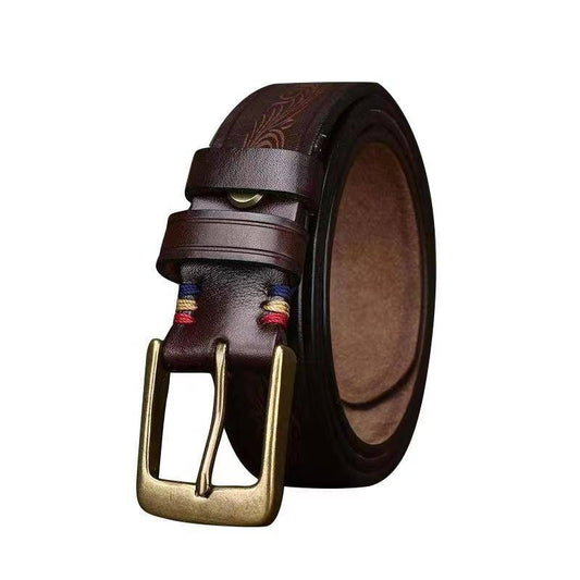 embossed brown belt for men