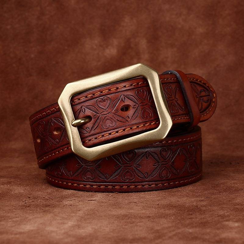 embossed leather belt