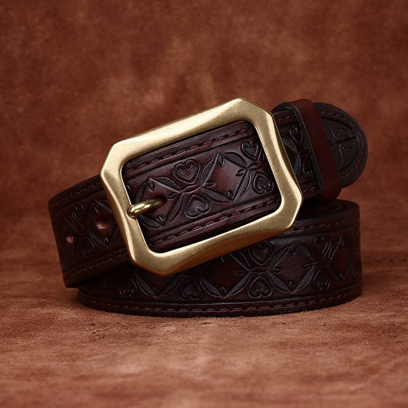 embossed leather belt