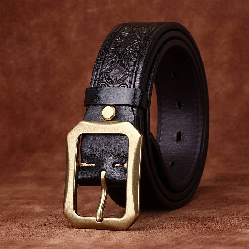 embossed leather belt