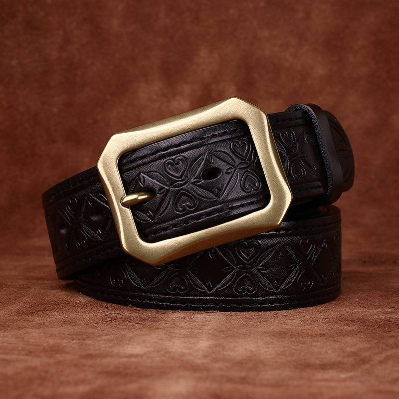 embossed leather belt