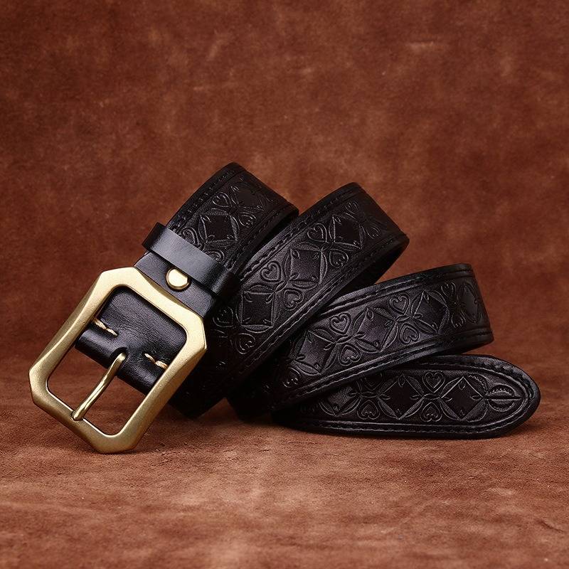embossed leather belt