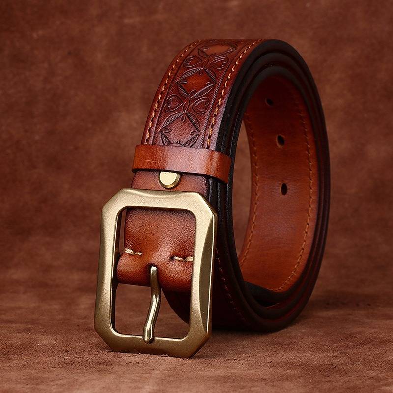 embossed leather belt