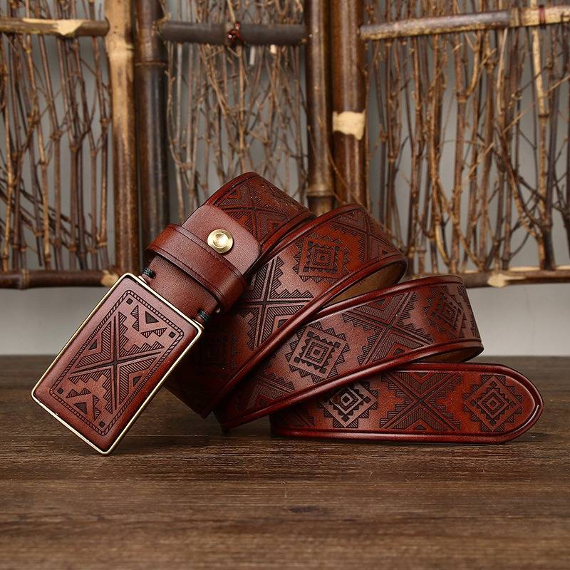 embossed mens belt
