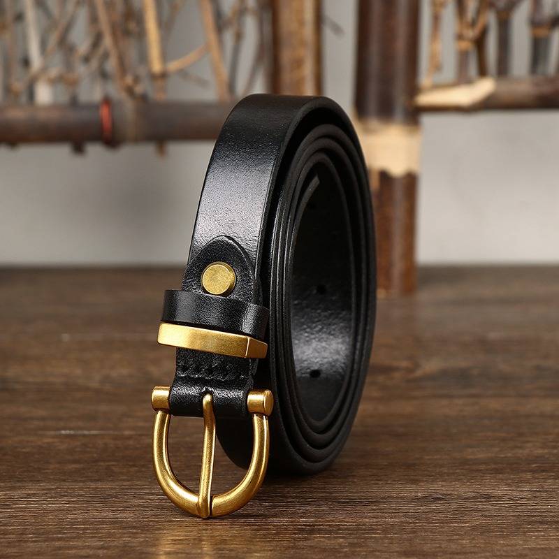 ladies black leather belt