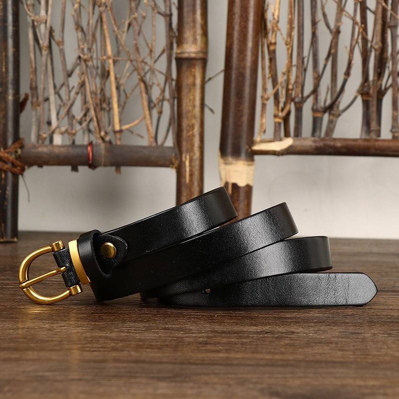 ladies black leather belt