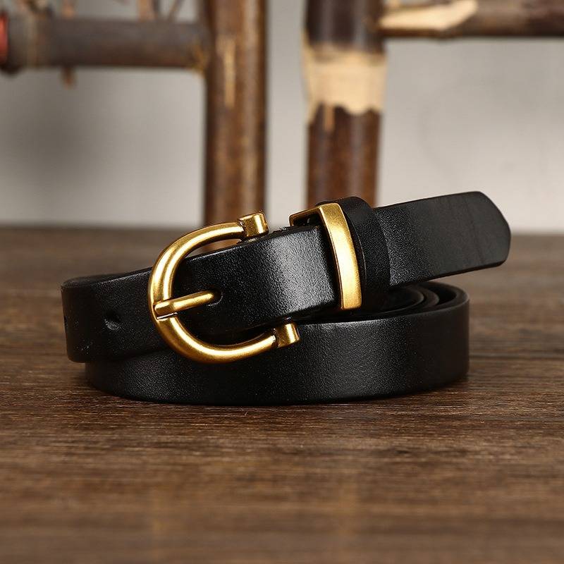 ladies black leather belt