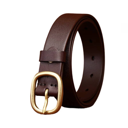 Minimalism Fashion Women's Belt with Solid Brass Buckle- 1.1"
