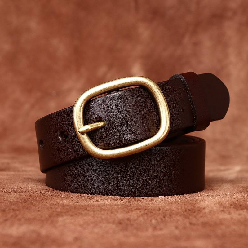 Ceinture minimaliste pour femme avec boucle en laiton massif - 2,8 cm