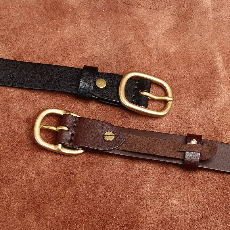 Ceinture minimaliste pour femme avec boucle en laiton massif - 2,8 cm
