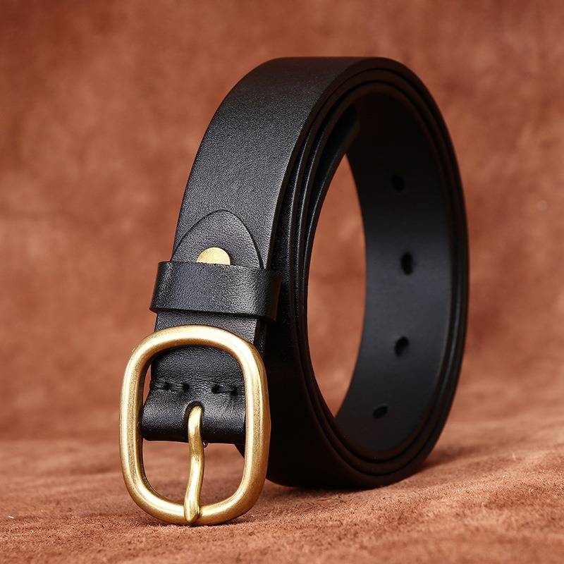 Ceinture minimaliste pour femme avec boucle en laiton massif - 2,8 cm