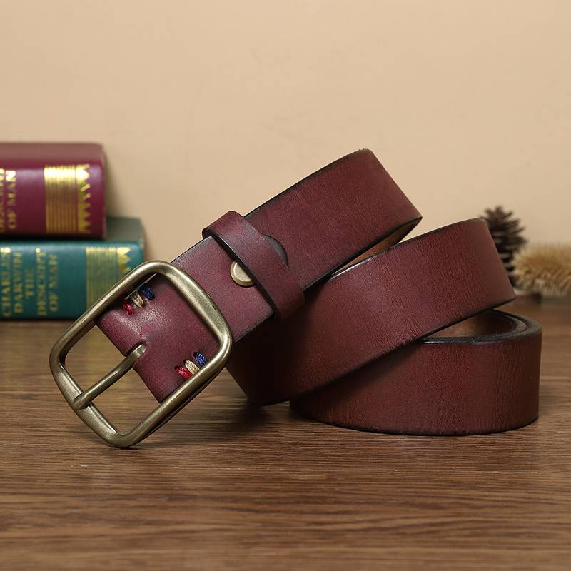 mens brown leather belt