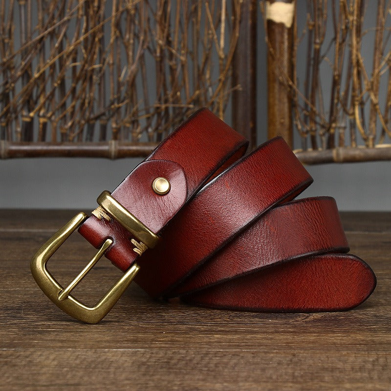 mens red leather belt