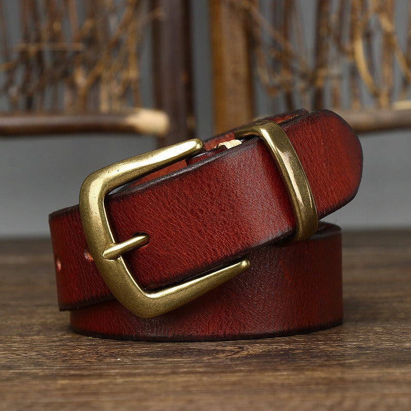mens red leather belt