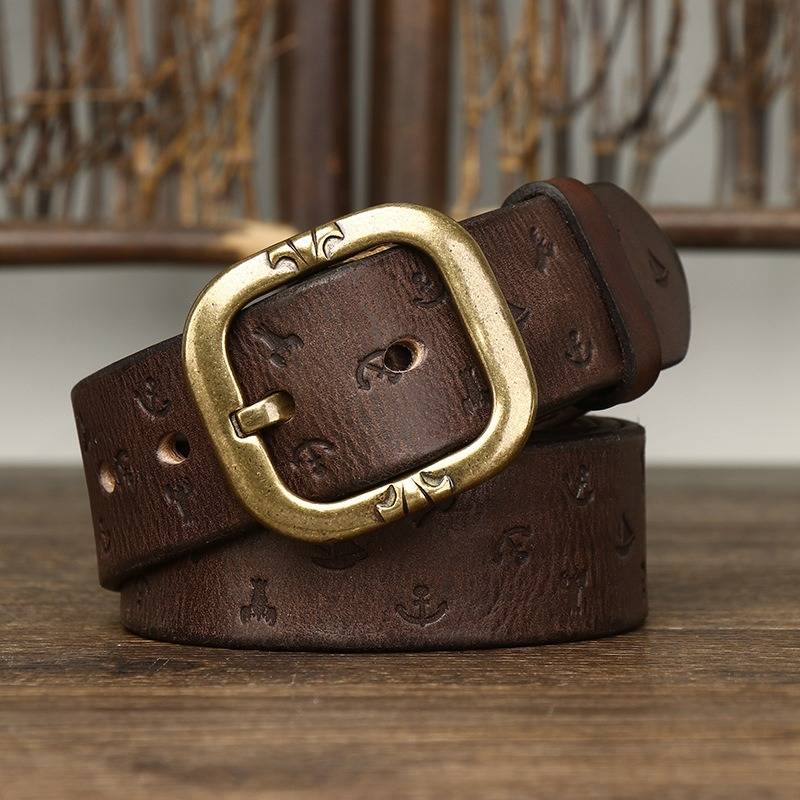 Personalized Embossed Men's Belts with Solid Brass Buckle- 1.5"