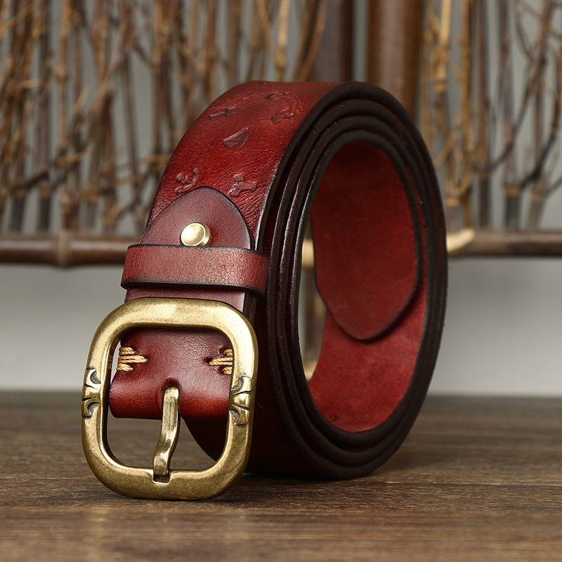 Personalized Embossed Men's Belts with Solid Brass Buckle- 1.5"