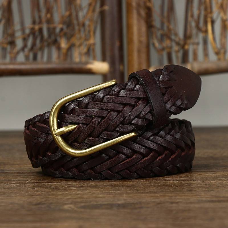 womens braided leather belt