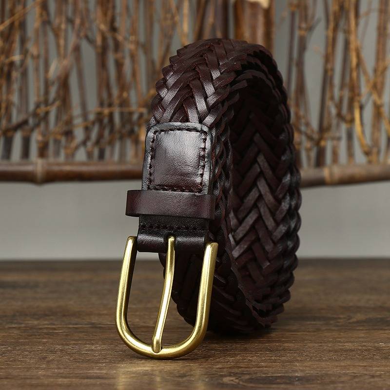 womens braided leather belt