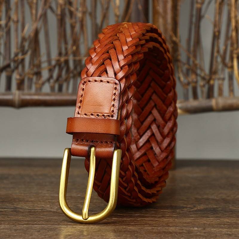 womens braided leather belt