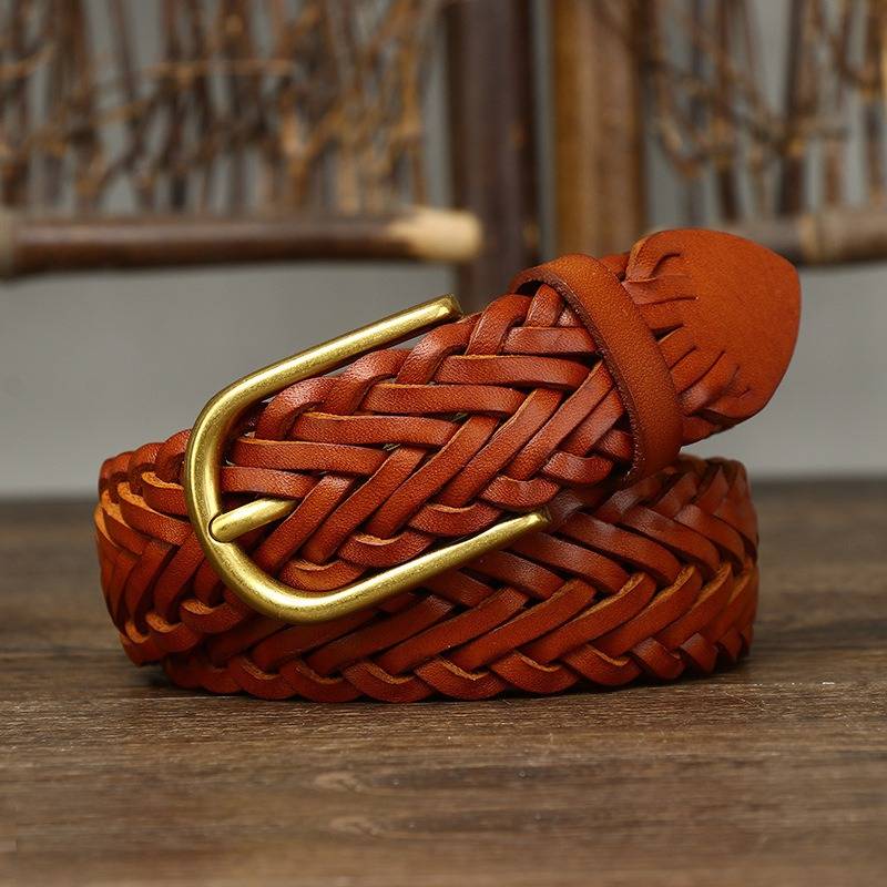 womens braided leather belt