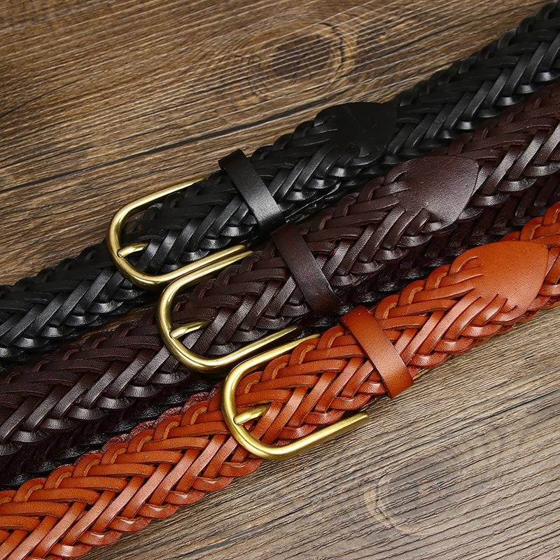 womens braided leather belt