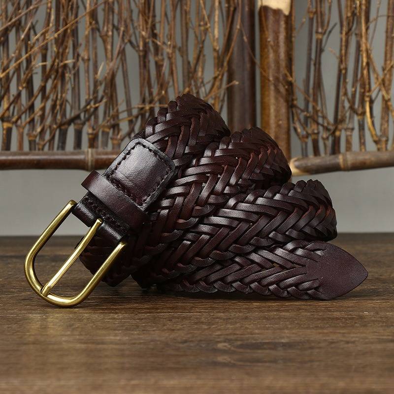 womens braided leather belt