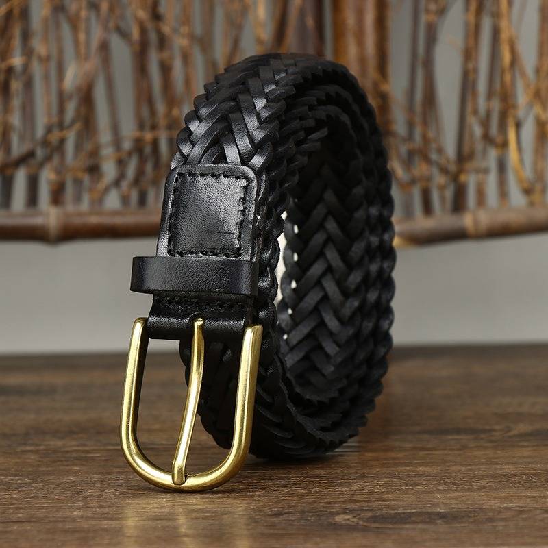 womens braided leather belt
