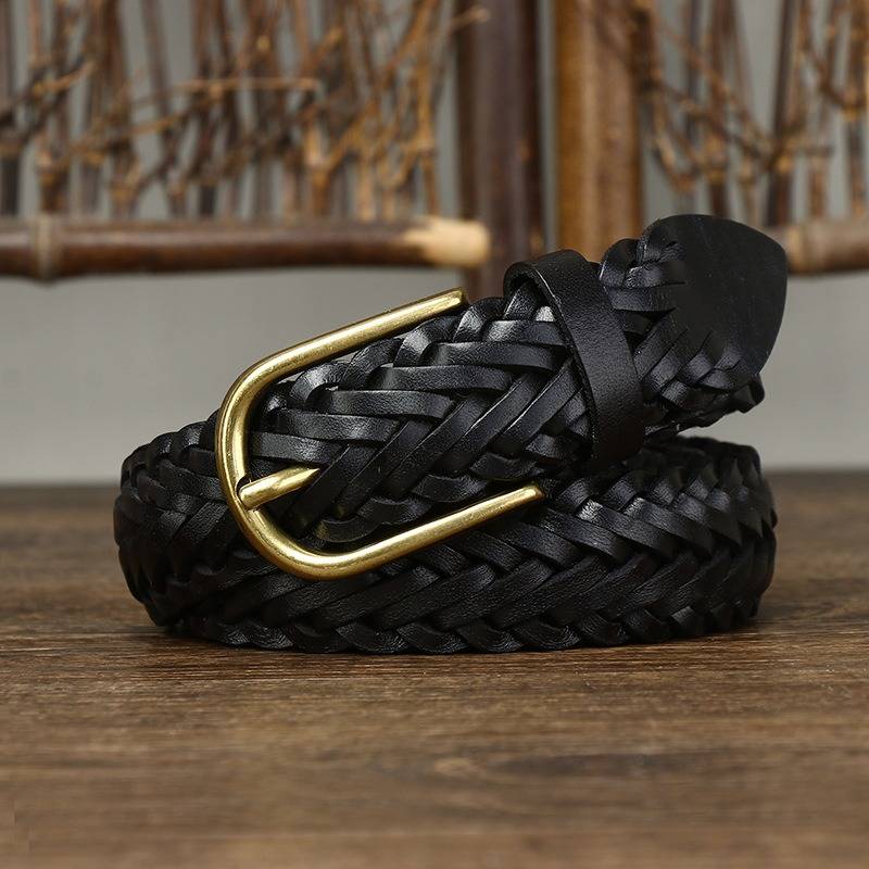 womens braided leather belt