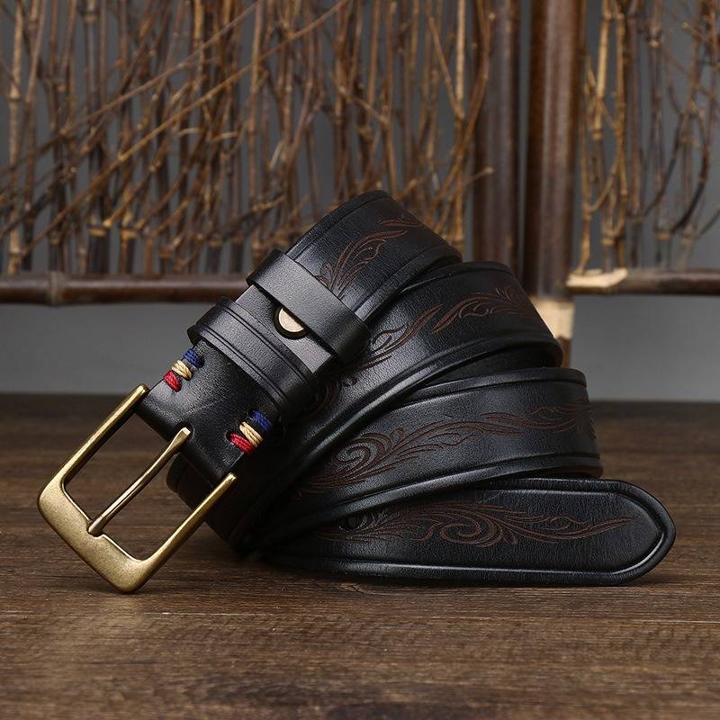 embossed black belt for men 