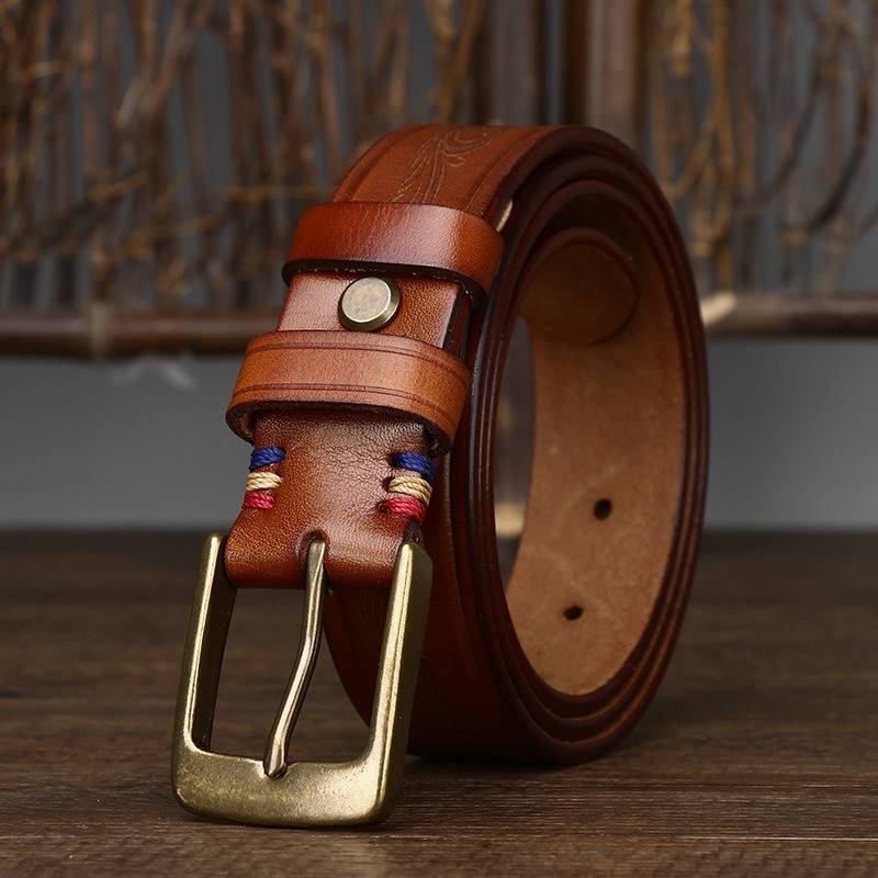 embossed brown belt for men 