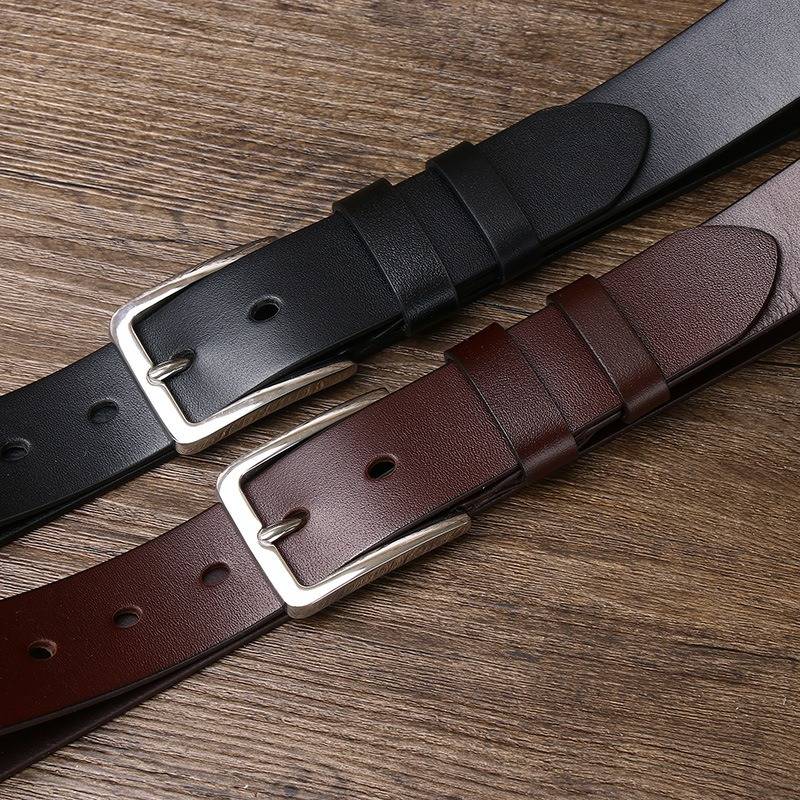 Business Casual Men's Dress Belt with Stainless Steel Buckle-1.3"