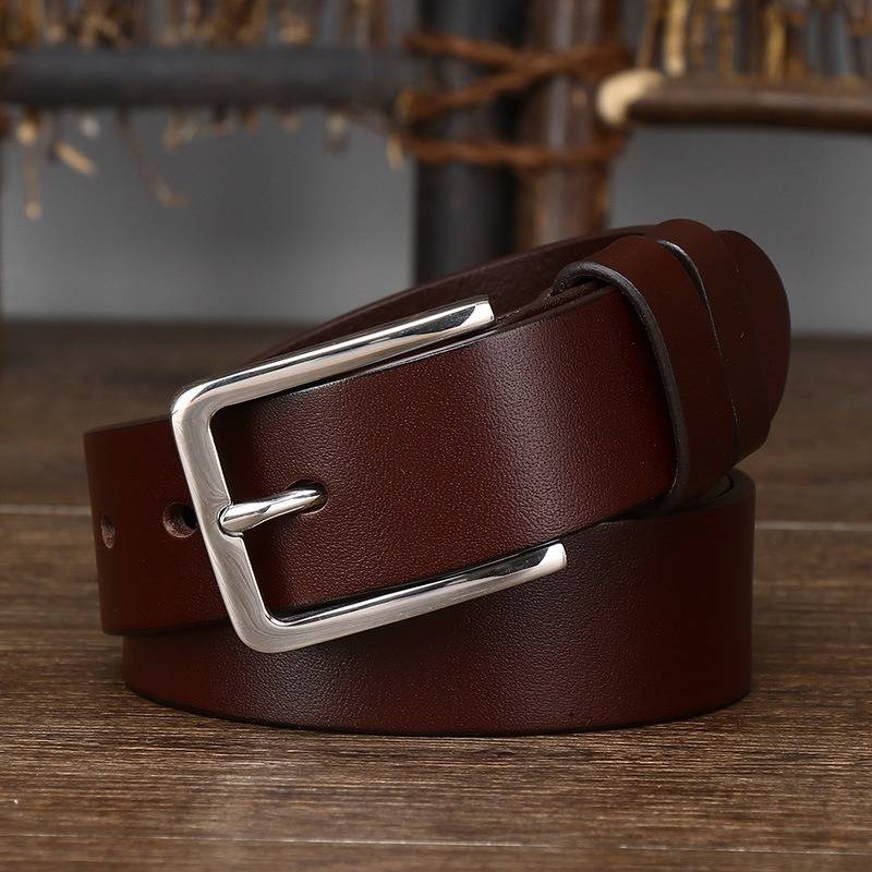 Business Casual Men's Dress Belt with Stainless Steel Buckle-1.3"