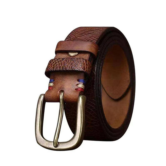 Coarse Grain Pattern Thicken Leather Heavy Duty Belt-1.5 "