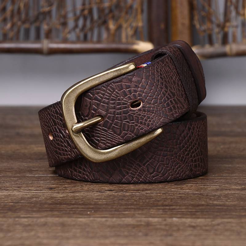 Coarse Grain Pattern Thicken Leather Heavy Duty Belt-1.5 "