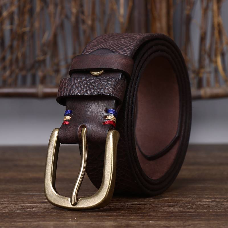 Coarse Grain Pattern Thicken Leather Heavy Duty Belt-1.5 "