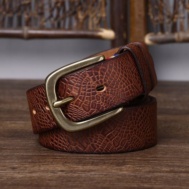 Coarse Grain Pattern Thicken Leather Heavy Duty Belt-1.5 "