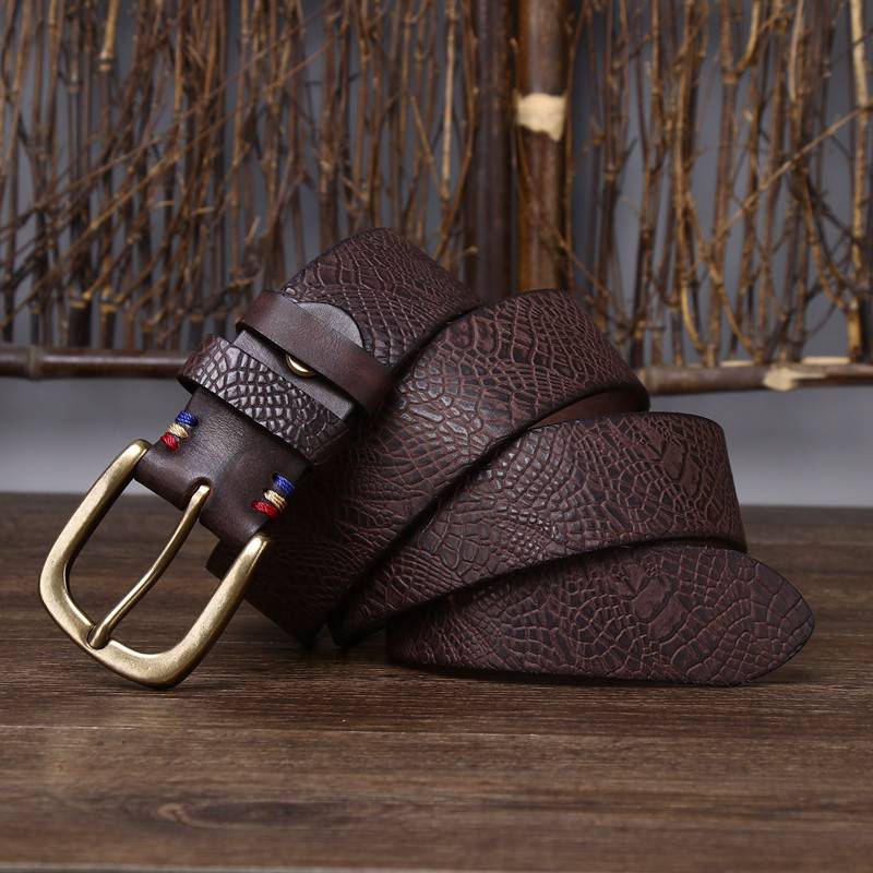 Coarse Grain Pattern Thicken Leather Heavy Duty Belt-1.5 "